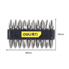 得力(deli)十字双头风动批头螺丝批头十字枪头 旋具批头6.3mmS2(银)DL6901