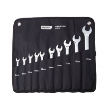 得力(deli)10件套 镜面两用扳手套装布包(银)DL0110