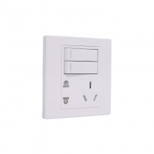 公牛(BULL)10A/250V 二三极+二位双控开关插座 白 G06E424