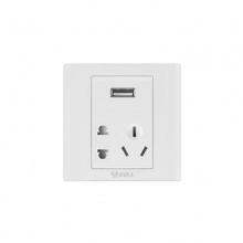 公牛(BULL)USB:1000mA 5V~10A 250V二三极+USB插座 白 G06E335