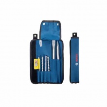 博世电锤6件套小蓝卷两坑两槽电锤钻头凿子5系四刃钻头包 博世四坑石工混合套装(6支装)