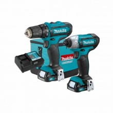 牧田(MAKITA)充电式冲击起子机电钻套装 锂电12V充电式起子电钻套装CLX201A两电一充