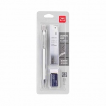 得力(deli)33720活动铅笔套装0.5mm/2B金属活动铅笔套装 自动铅笔＋橡皮+替芯