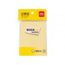 得力(deli)7734记事贴(淡黄)76*101mm(包)便利贴标签纸便签纸