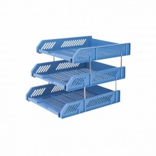 得力(deli)9209三层文件座(蓝色)三层镂空收纳文件座自由拆卸组装文件框