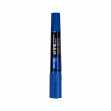 得力(deli)S555大双头记号笔(蓝)大双头会议笔马克笔 防水快干
