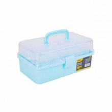 得力(deli) 折叠工具箱三层(蓝)美术工具箱三层透明塑料盒 DL432013A